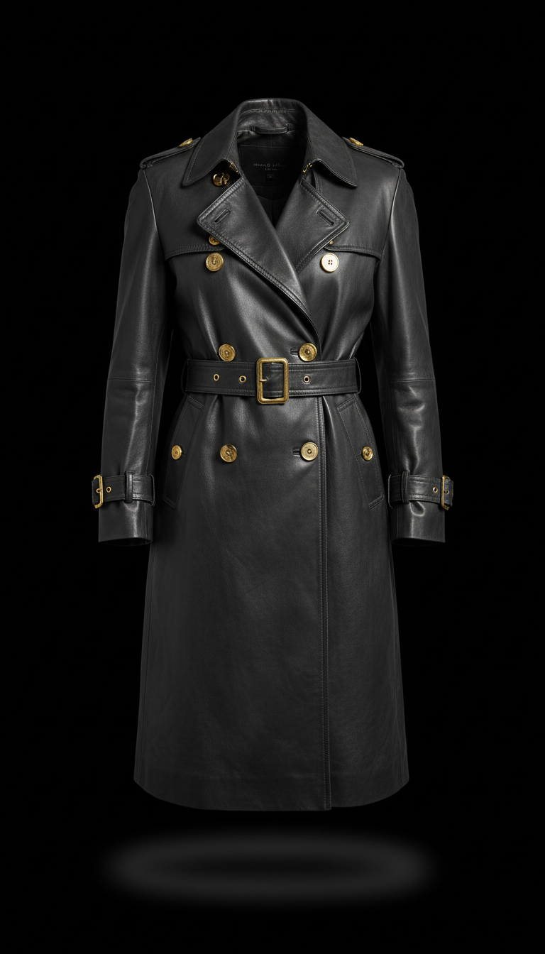 Lambskin Trench Coat with Urban Gold Hardware