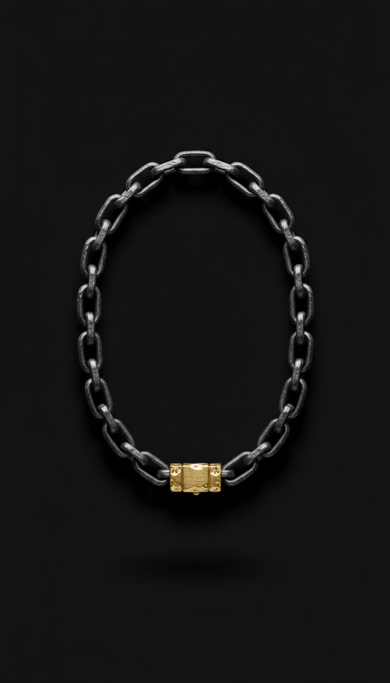 Forged Steel Chain Necklace with Urban Gold Clasp
